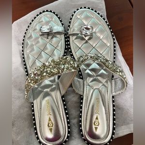 Bling Jolimall Silver Sandals with Cushion Insoles Size 10